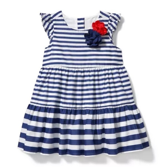 Janie and Jack Blue and White Ruffled Tiered Sundress - Picture 1 of 2